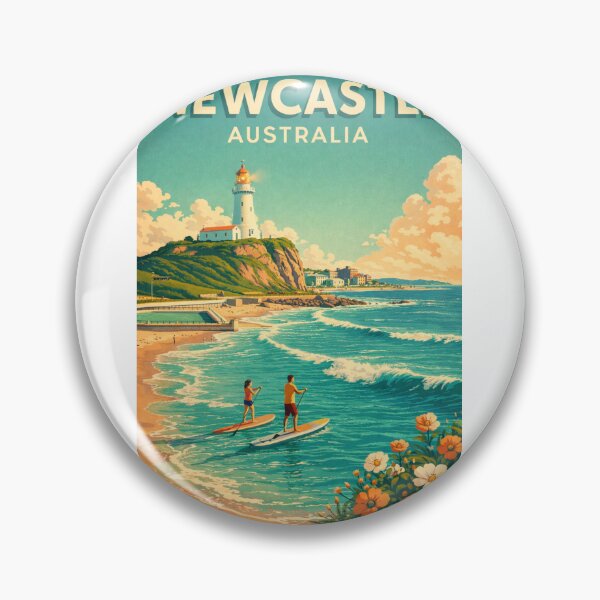 Item preview, Newcastle Australia Nobbys Lighthouse Paddleboard Coastal Scene designed and sold by Aryabek.