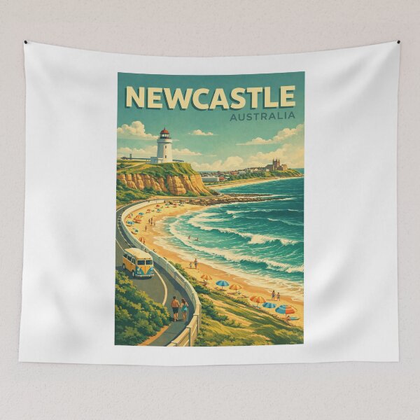 Item preview, Newcastle Australia Coastal Drive Nobbys Lighthouse and City Shoreline designed and sold by Aryabek.