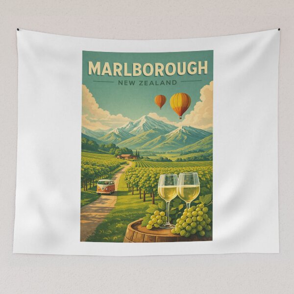 Item preview, Marlborough New Zealand Vineyards Hot Air Balloons Richmond Range Views designed and sold by Aryabek.