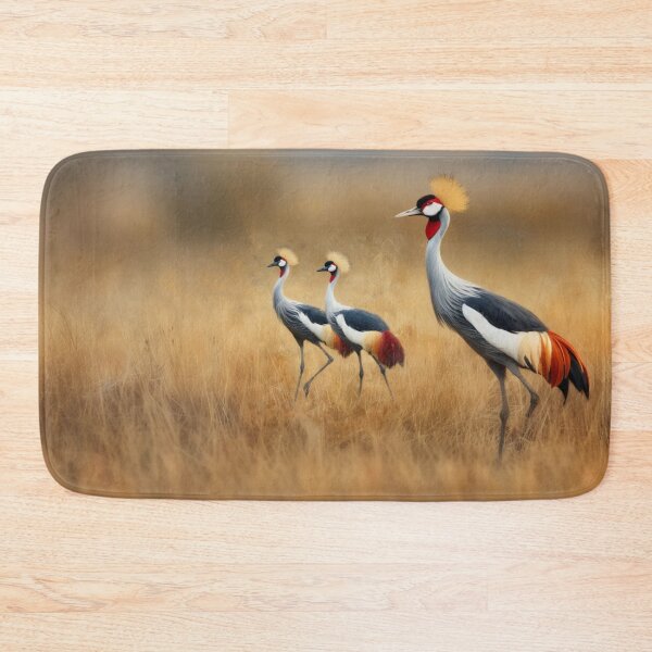 Item preview, A pair of Crimson Crowned Cranes dancing in tall grass, Birds in Motion designed and sold by CDC40.
