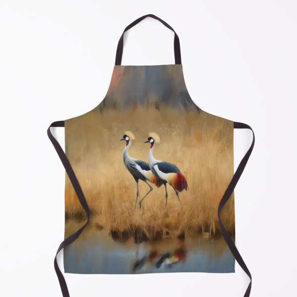 Item preview, A pair of Crimson Crowned Cranes dancing in tall grass, Birds in Motion designed and sold by CDC40.
