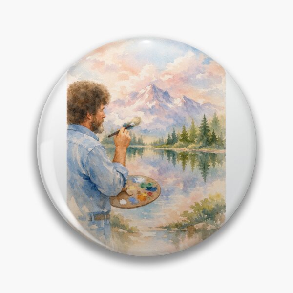 Item preview, Bob Ross Watercolor Mountain Reflection Serene Forest Scene designed and sold by Aryabek.
