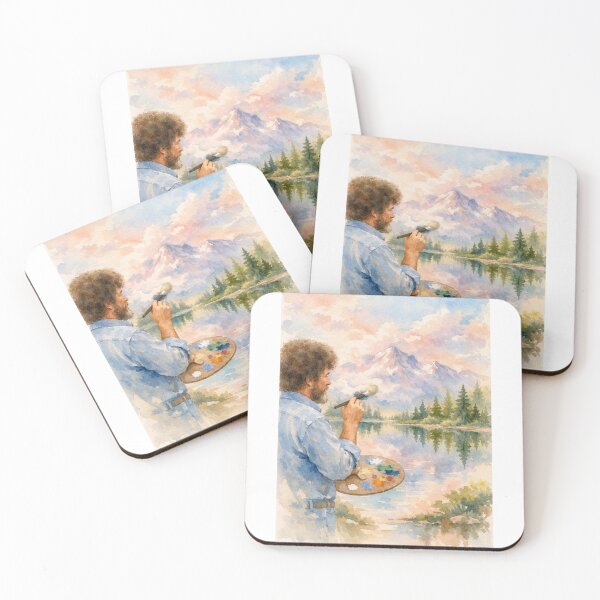 Item preview, Bob Ross Watercolor Mountain Reflection Serene Forest Scene designed and sold by Aryabek.