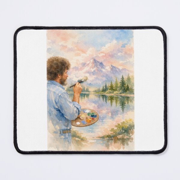 Item preview, Bob Ross Watercolor Mountain Reflection Serene Forest Scene designed and sold by Aryabek.