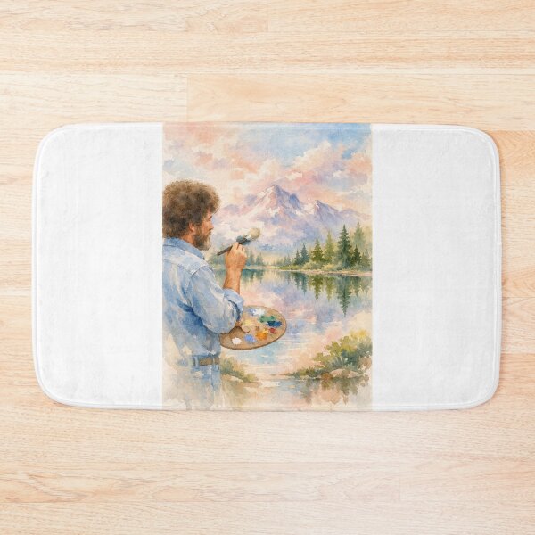 Item preview, Bob Ross Watercolor Mountain Reflection Serene Forest Scene designed and sold by Aryabek.