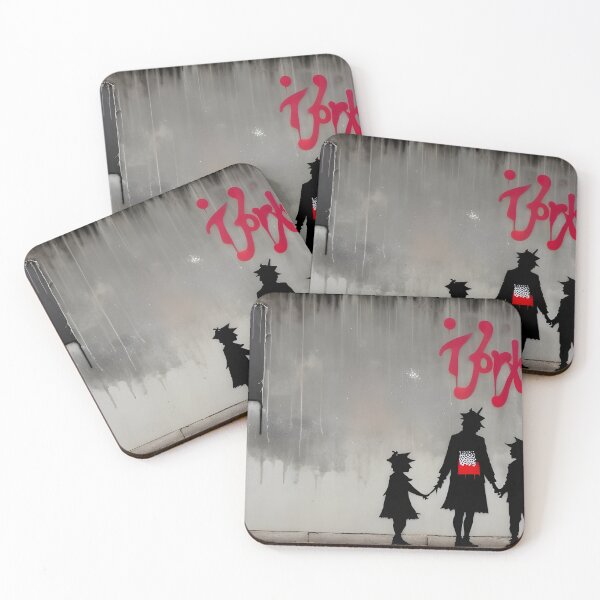 Item preview, Graffiti Street Art Mother Son Daughter Grey Red Black  designed and sold by ArtFusionEmporium.