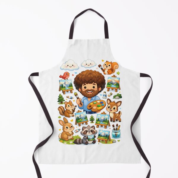 Item preview, Bob Ross Cartoon Painter Surrounded by Animals and Mini Landscapes designed and sold by Aryabek.