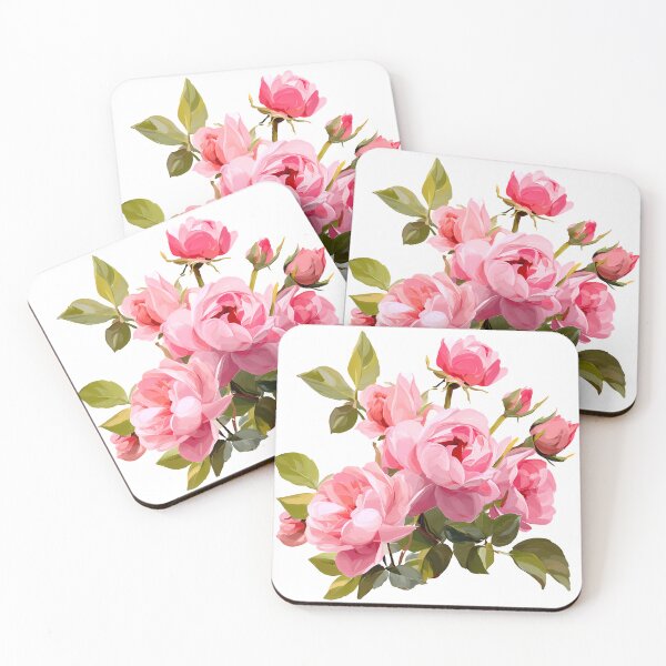 Item preview, Pink Rose Bouquet with Green Leaves - Elegant Romantic Floral Art Print designed and sold by DesignArtist.ia.