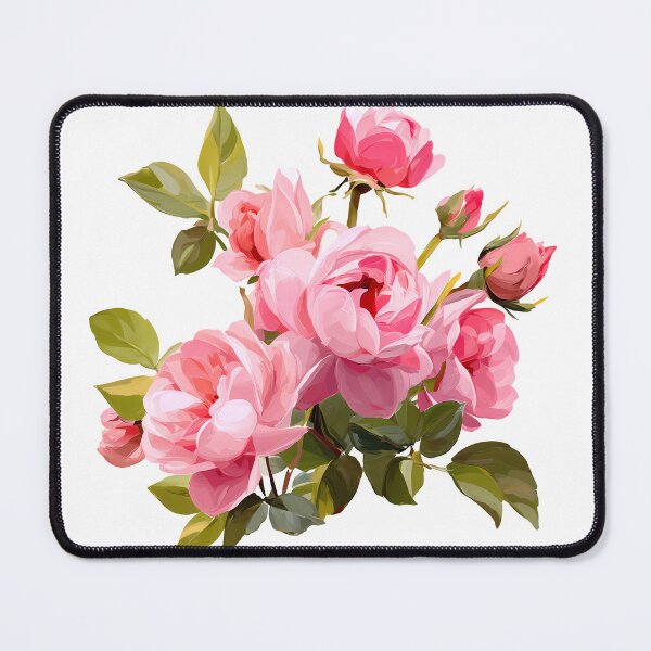 Item preview, Pink Rose Bouquet with Green Leaves - Elegant Romantic Floral Art Print designed and sold by DesignArtist.ia.