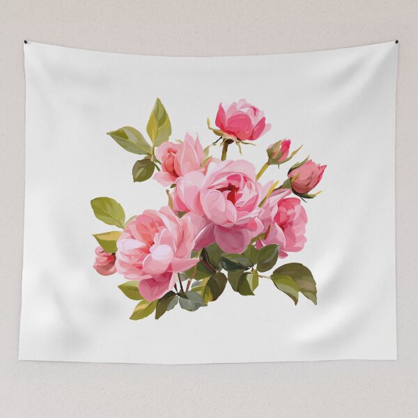 Item preview, Pink Rose Bouquet with Green Leaves - Elegant Romantic Floral Art Print designed and sold by DesignArtist.ia.