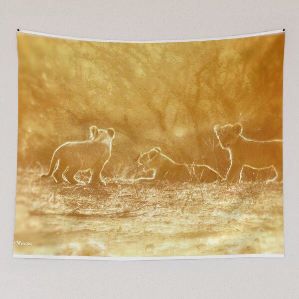 Item preview, THE "THREE" LITTLE LION CUBS, a Last light capture - THE LION – Panthera leo designed and sold by Magriet Meintjes.