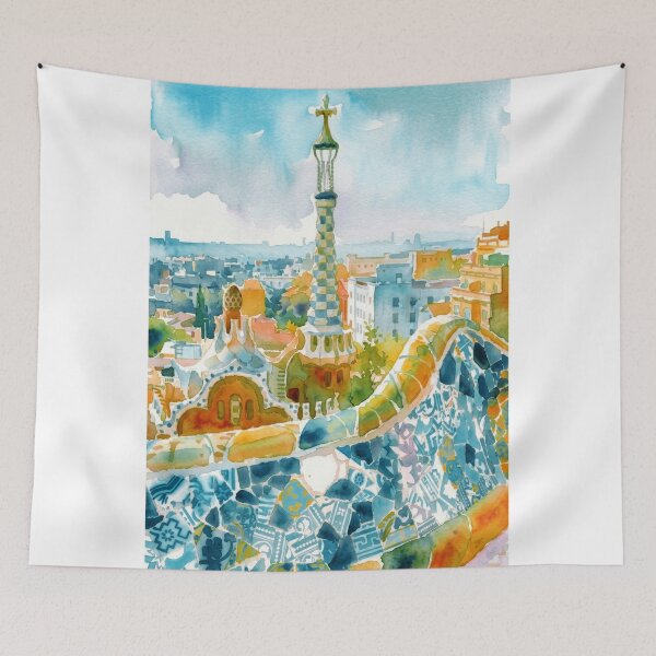 Item preview, Park Guell Barcelona Watercolor designed and sold by caracatita75.