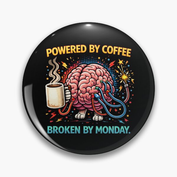 Item preview, Powered by Coffee, Broken by Monday Brain designed and sold by LOL-N-LIFESTYLE.