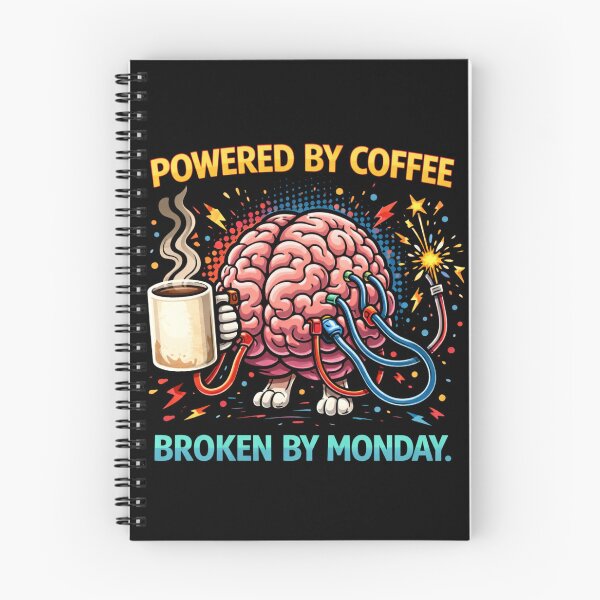 Item preview, Powered by Coffee, Broken by Monday Brain designed and sold by LOL-N-LIFESTYLE.