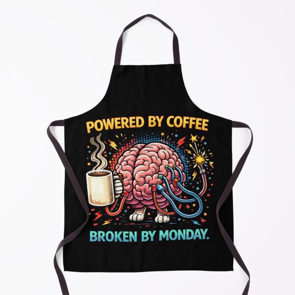 Item preview, Powered by Coffee, Broken by Monday Brain designed and sold by LOL-N-LIFESTYLE.