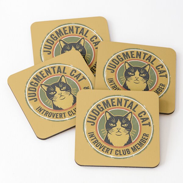 Item preview, Judgmental Cat Introvert Club Member – Funny Retro Social Anxiety designed and sold by ZyxDes.