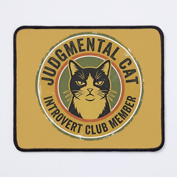 Item preview, Judgmental Cat Introvert Club Member – Funny Retro Social Anxiety designed and sold by ZyxDes.