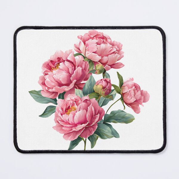 Item preview, Pink Peony Bouquet with Green Leaves - Elegant Romantic Floral Art Print designed and sold by DesignArtist.ia.