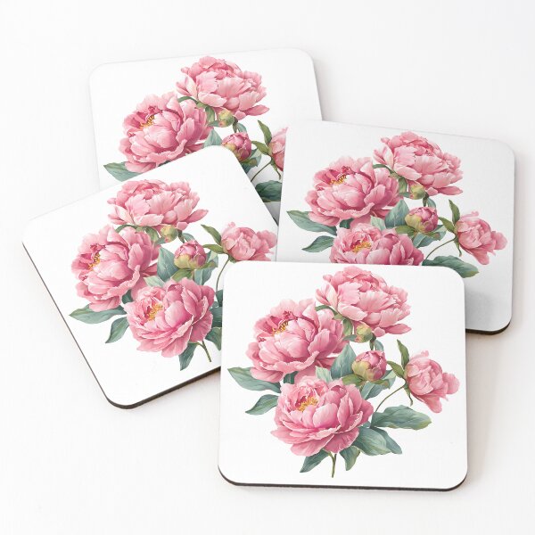 Item preview, Pink Peony Bouquet with Green Leaves - Elegant Romantic Floral Art Print designed and sold by DesignArtist.ia.