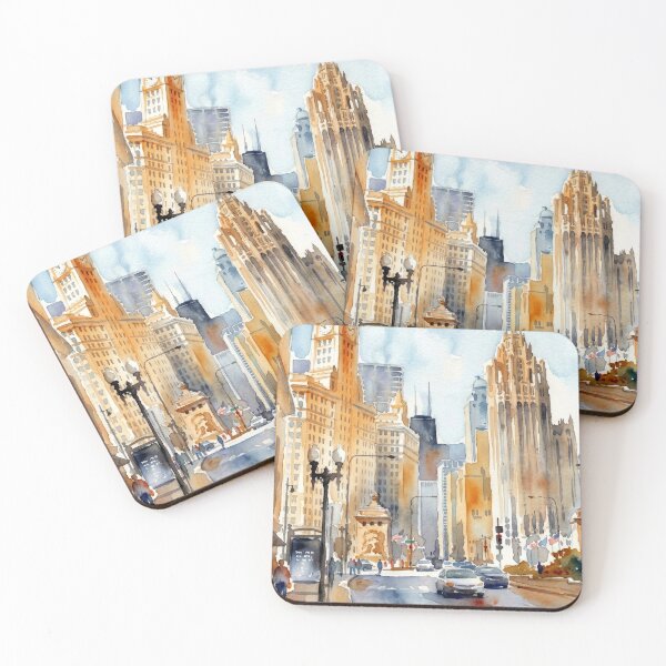 Item preview, Chicago Michigan Avenue Watercolor   designed and sold by caracatita75.