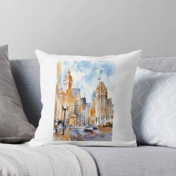 Item preview, Chicago Michigan Avenue Watercolor   designed and sold by caracatita75.