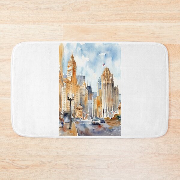 Item preview, Chicago Michigan Avenue Watercolor   designed and sold by caracatita75.