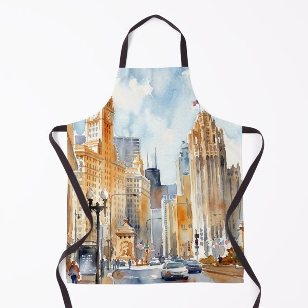Item preview, Chicago Michigan Avenue Watercolor   designed and sold by caracatita75.