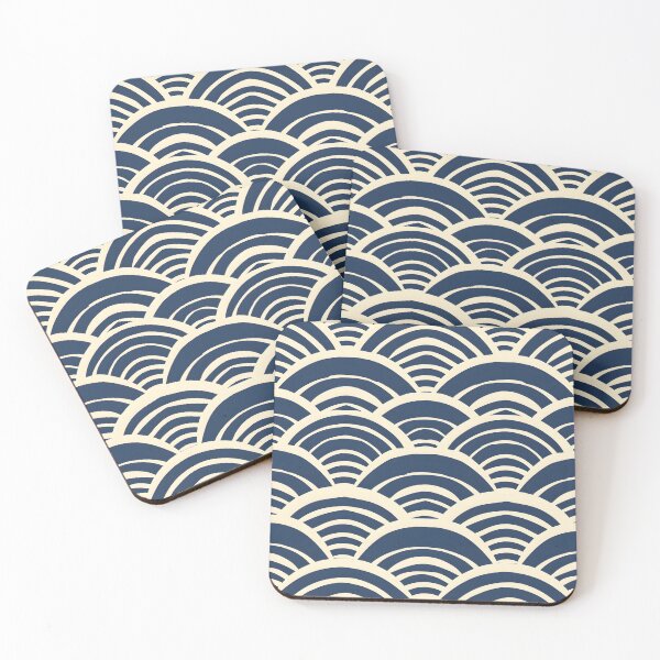 Item preview, Minimal Japanese Wave Pattern – Blue Wave Flow designed and sold by Hashola Designs.
