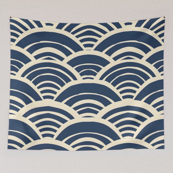 Item preview, Minimal Japanese Wave Pattern – Blue Wave Flow designed and sold by Hashola Designs.