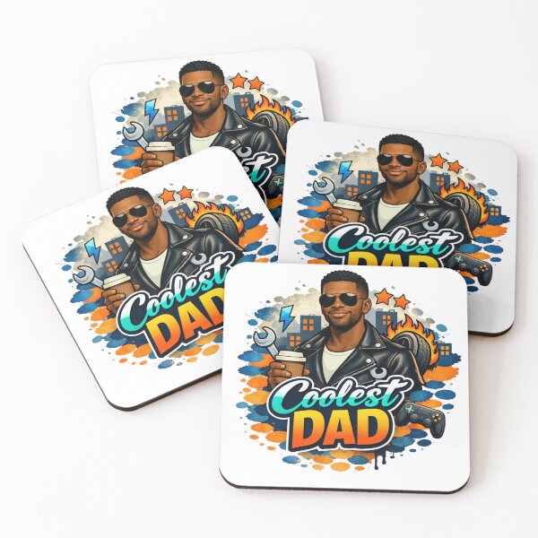 Item preview, Urban Coolest Dadlong short hair men black skin Mechanic Gamer Coffee Street Art Father's Day designed and sold by VISO-art.