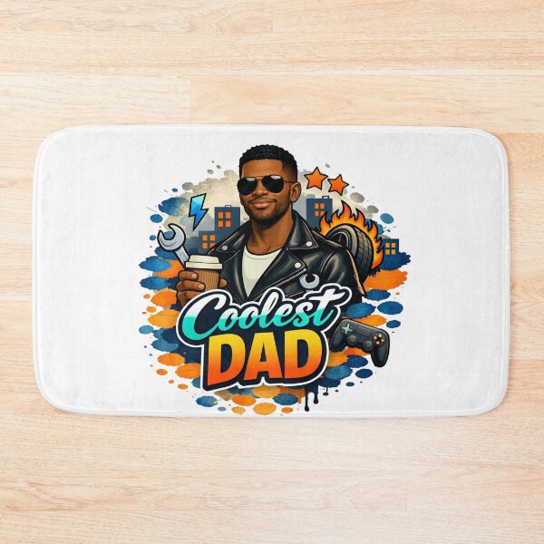 Item preview, Urban Coolest Dadlong short hair men black skin Mechanic Gamer Coffee Street Art Father's Day designed and sold by VISO-art.