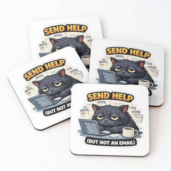Item preview, Send Help But Not an Email Black Cat Sticker designed and sold by Gentlestate.