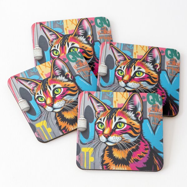 Item preview, Urban cat in front of graffiti mural designed and sold by RAISC.