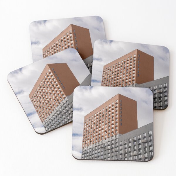 Item preview, Modern Geometric Architecture with Orange and Gray Building Facade designed and sold by VisualMoodFoto.