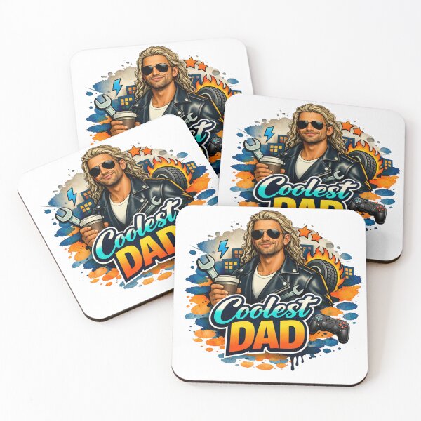 Item preview, Urban Coolest Dadlong blonde hair wavy hair men surfer rock Mechanic Gamer Coffee Street Art Father's Day designed and sold by VISO-art.