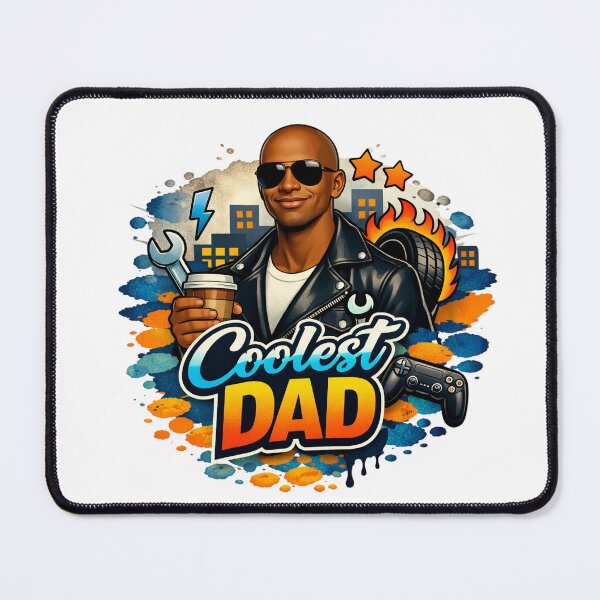 Item preview, Urban Coolest Dadlong bald men no hair black skin Mechanic Gamer Coffee Street Art Father's Day designed and sold by VISO-art.