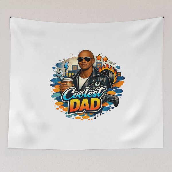 Item preview, Urban Coolest Dadlong bald men no hair black skin Mechanic Gamer Coffee Street Art Father's Day designed and sold by VISO-art.