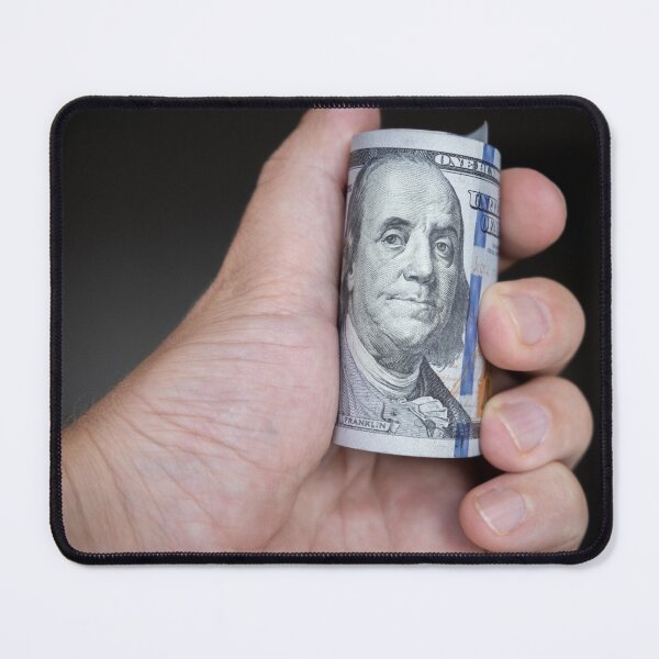 Item preview, Hand Holding Rolled US Dollar Bill Close-Up Finance Concept designed and sold by VisualMoodFoto.
