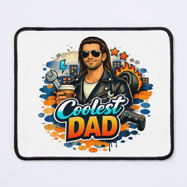 Item preview, Urban Coolest Dadlong long brown hair rock metal fan Mechanic Gamer Coffee Street Art Father's Day designed and sold by VISO-art.
