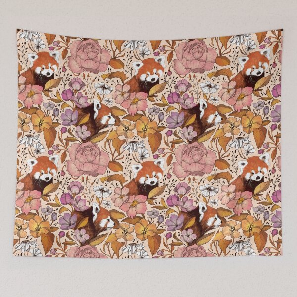 Item preview, Red panda with flowers designed and sold by LixyDesign.