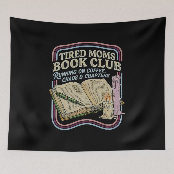 Item preview, Tired Moms Book Club Coffee Chaos Chapters Open Book Candle designed and sold by graphixpolash.