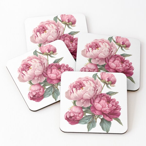 Item preview, Pink Peony Bouquet with Green Leaves - Elegant Romantic Floral Art Print designed and sold by DesignArtist.ia.