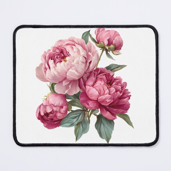 Item preview, Pink Peony Bouquet with Green Leaves - Elegant Romantic Floral Art Print designed and sold by DesignArtist.ia.