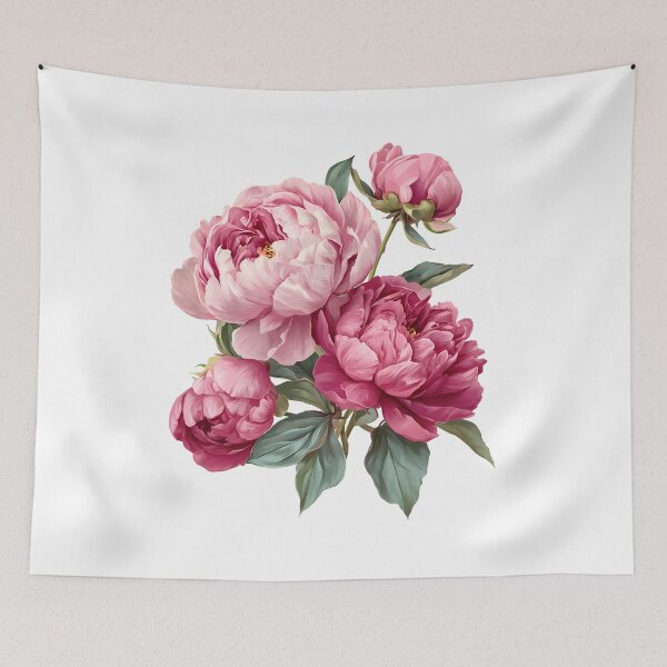 Item preview, Pink Peony Bouquet with Green Leaves - Elegant Romantic Floral Art Print designed and sold by DesignArtist.ia.