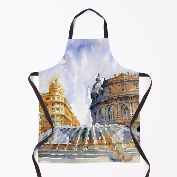 Item preview, Piazza De Ferrari Genoa Fountain Watercolor Cityscape designed and sold by caracatita75.