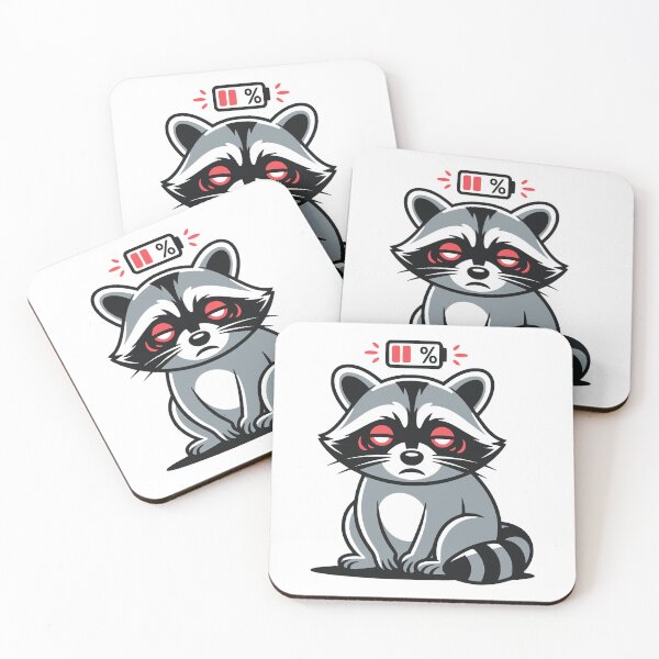 Item preview, Tired Raccoon Low Battery - Relatable Mood Trash Panda designed and sold by MavtM.
