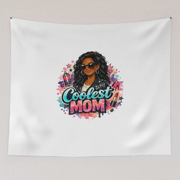 Item preview, Copy of Coolest Mom Ever Graffiti Art Fashion long Black hair black skin Afroamerican funky Mother designed and sold by VISO-art.