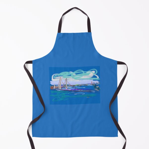 Item preview, Jazzy blue sketch of Battersea and Vauxhall bridges over the Thames in London designed and sold by ImogenArt.