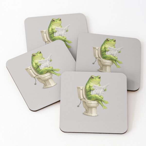 Artikelvorschau, Lustige Frosch-Toilettenpause, Zeitungs-Toilettenhumor-Design entworfen und verkauft von Right-UR.