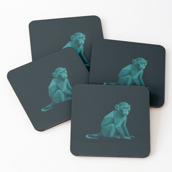 Item preview, Turquoise Monkey Sticker – Minimalist Low Poly Design for Tech Decoration designed and sold by bsbd-action.